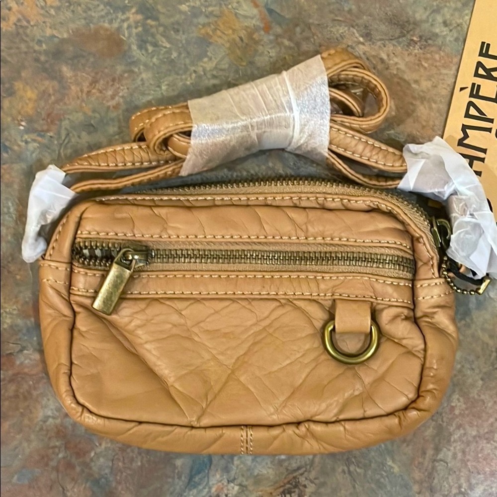 Tan Vegan Leather Mini Crossbody Bag